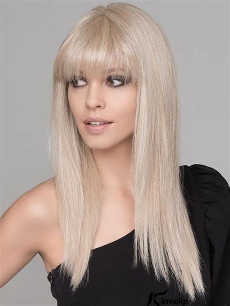 Synthetic No-fuss Long Blonde Straight Monofilament Wigs