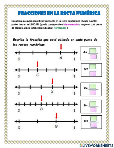 Fracciones en la recta numérica online worksheet for 3o PRIMARIA ...