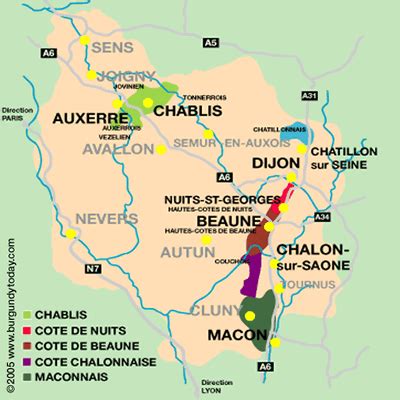 map of burgundy france | Burgundy france, Bordeaux wine map, Wine region map