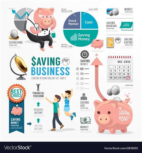 Money saving business template design infographic Vector Image