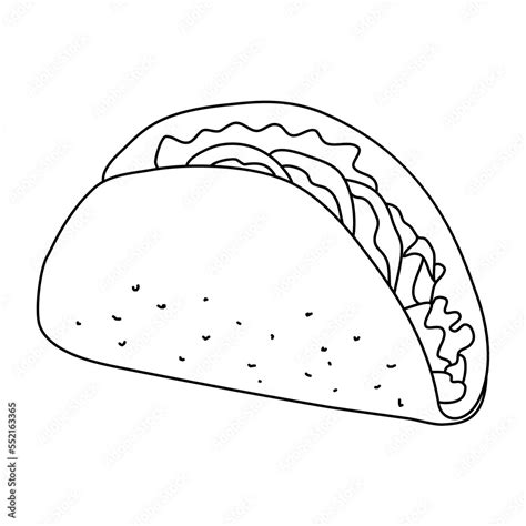 Taco street food vector illustration. Mexican traditional food line ...