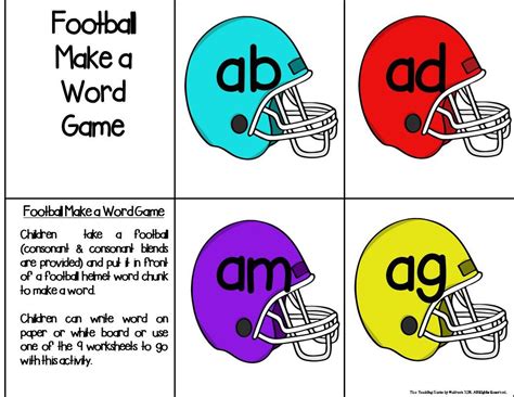 Football Literacy Centers | Word family centers, Word families, Short ...