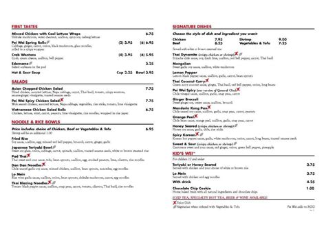 Pei Wei Asian Diner Menu, Menu for Pei Wei Asian Diner, Boca Raton, Miami - Urbanspoon/Zomato