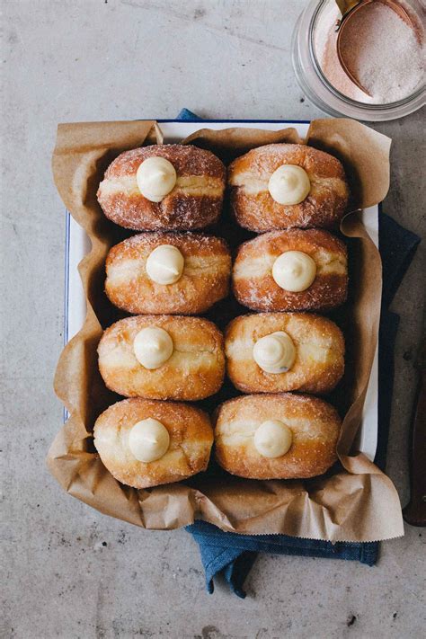 Doughnuts with rich vanilla cream | Recipe | Homemade brioche, Desserts, Food