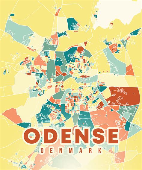 Odense Denmark Map Digital Art by Alexandru Chirila - Pixels