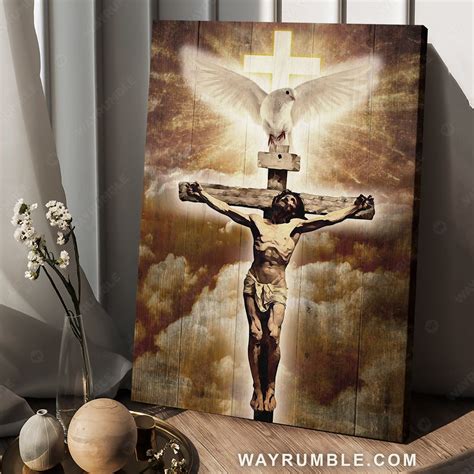 Jesus on the cross painting, Pretty dove, Cross symbol - Jesus Portrait Canvas Prints, Christian ...