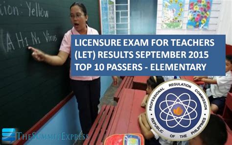 Top 10 Passers September 2015 LET Teachers board exam - Elementary Level | The Summit Express