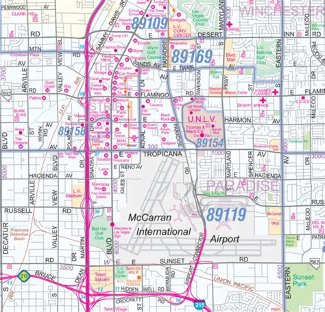 Greater Las Vegas + Henderson NV Detailed Region Wall Map with Zip Codes | eBay