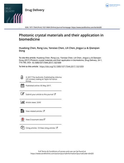 (PDF) Photonic crystal materials and their application in biomedicine