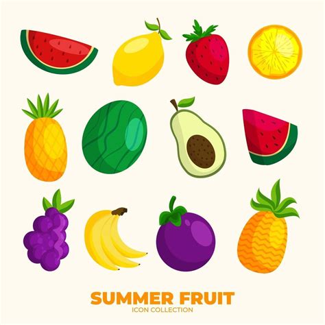 Summer Fruit Icon Collection 2421225 Vector Art at Vecteezy