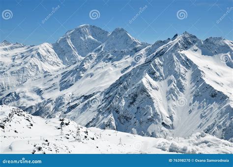 The Snow-capped Peaks of the Caucasus Mountain Range Stock Photo ...