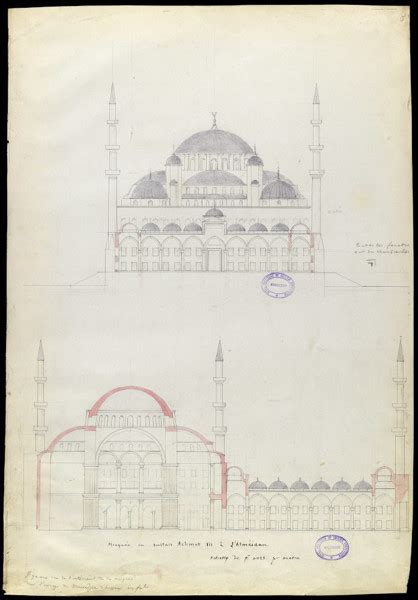 Sultan Ahmet Camii (Blue Mosque), Istanbul: elevation and section | RIBA pix