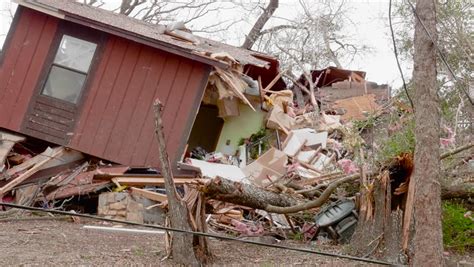 Tornado Damage - A Two Story House Is Split In Two By 155 Mph EF3 Tornado Stock Footage Video ...