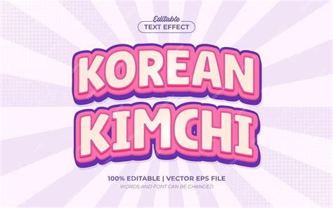 Premium Vector | Kimchi korean food 3d cartoon editable text effect font style
