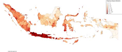 Indonesia Population Density Map | Wondering Maps