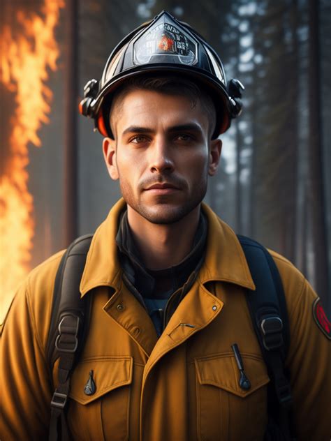 Premium Free ai Images | epic portrait of firefighter close up forest ...