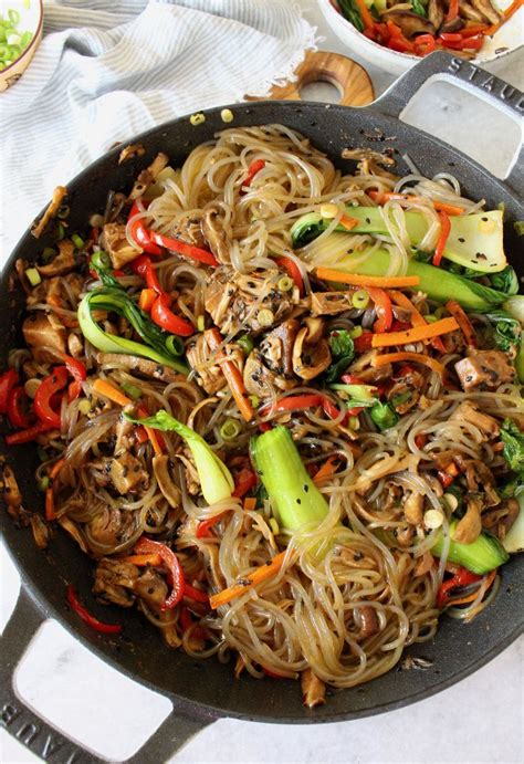 Korean Glass Noodles Stir Fry Recipe • Veggie Society