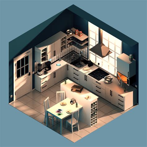 isometric kitchen | Isometric design, Isometric art, Interior design art