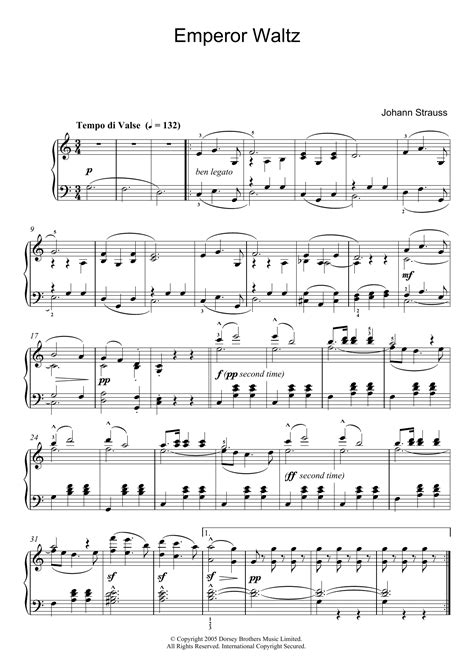 Emperor Waltz por Johann Strauss II Partituras para Piano solo en Sheet ...