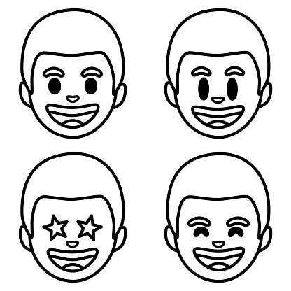 Man Emoji Expressions Stock Illustration - Download Image Now - Adult ...