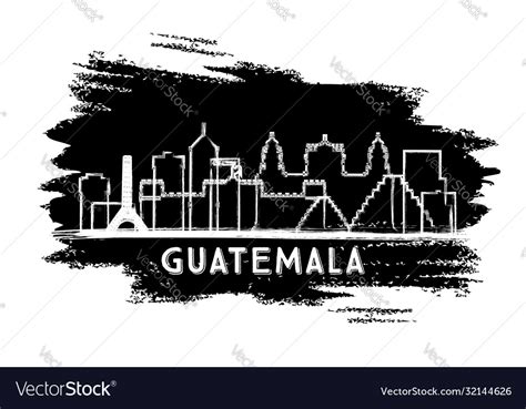 Guatemala city skyline silhouette hand drawn Vector Image