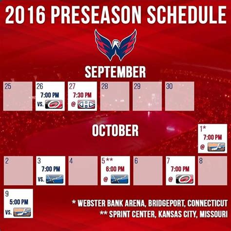 Capitals Pre-Season Schedule Released | NoVa Caps