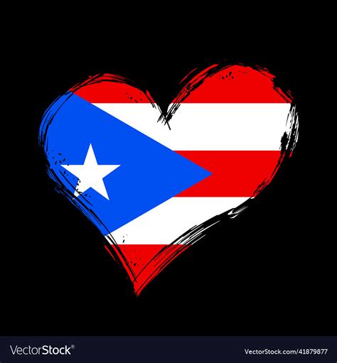 Puerto rican flag heart-shaped grunge background Vector Image