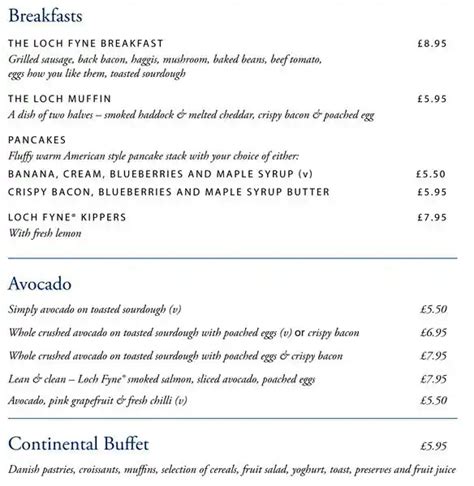 Menu at Loch Fyne Restaurant, London, 2-4 Catherine St