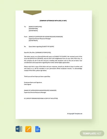 Free 16+ Query Letter Templates, PDF, Word