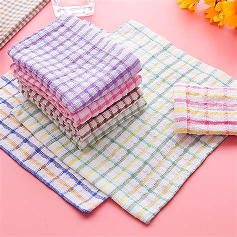 HEVIRGO Kitchen Washcloths for Dishes Plaid Pattern Cotton Fast Drying ...