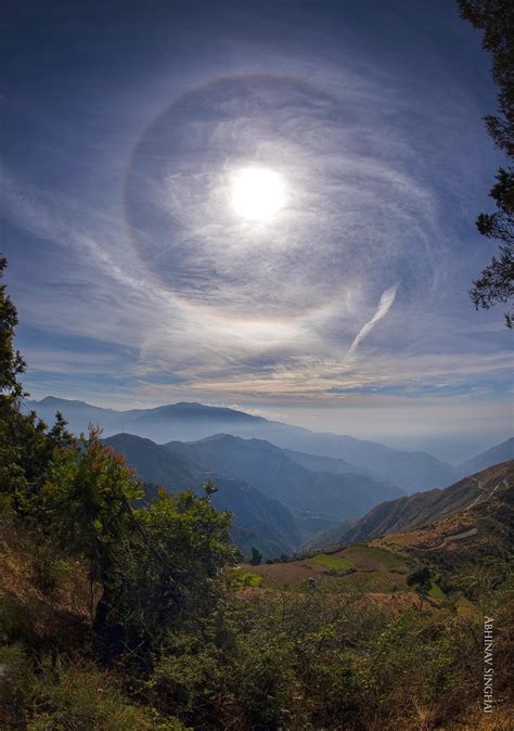 22° halo over Himalayas -near Chakrata 22 Degree Halos form when light from the sun or moon is ...