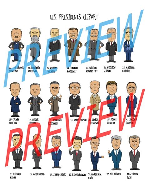 American Presidents Clipart - Etsy