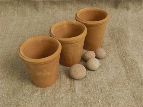 3 small miniature clay ceramic pots terra cotta handmade