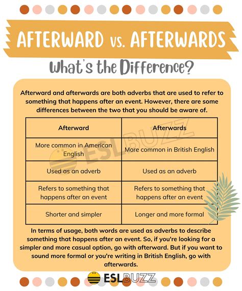 Afterward vs. Afterwards: Which One Should You Use? - ESLBUZZ