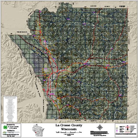 La Crosse County Wisconsin 2018 Aerial Wall Map, La Crosse County ...