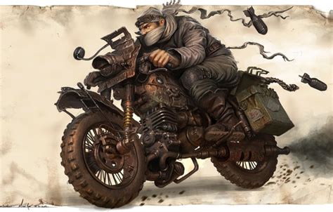 Wallpaper warrior, art, bike, Michal Kus, Warlord Biker for mobile and ...