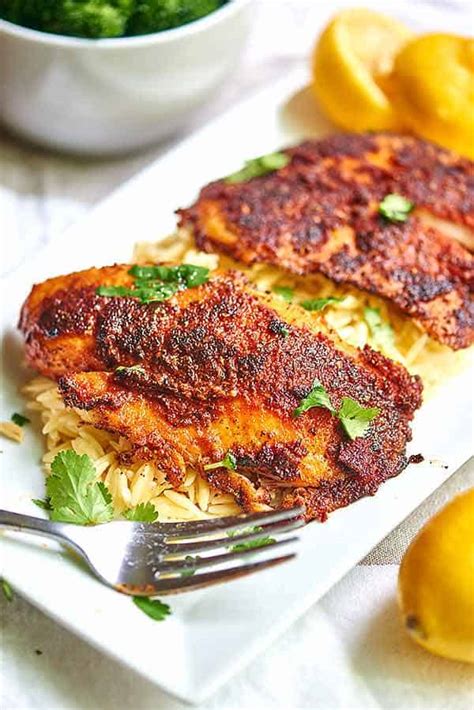 Blackened Tilapia with Homemade Spice Rub - Healthy