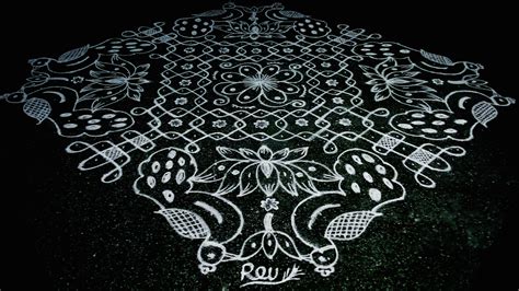 25 dots Peacock kolam || Fusion kolam for contest – Kolams of India