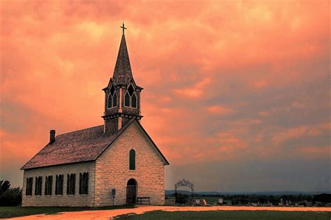 Download Orange (Color) Cloud Sky Sunset Church Religious Chapel HD Wallpaper