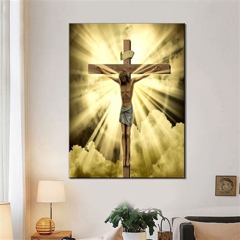 modern jesus painting God on the cross poster wall art HD spray prints ...