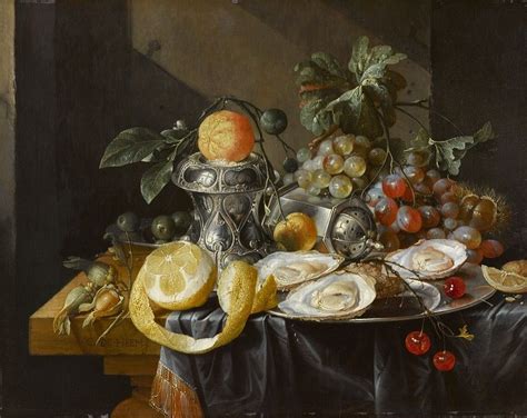 Cornelis de Heem: stilleven met oesters, citroenen en druiven. Jaar ...