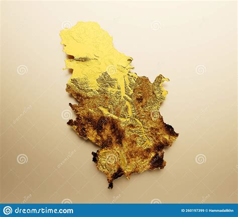 Serbia Map Golden Metal Color Height Map Background 3d Illustration Stock Illustration ...