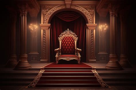 Premium Photo | Red carpet leading to a king thrones inside of the palace castle