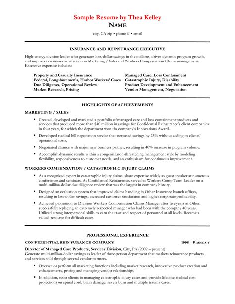 Sample Insurance Executive Resume | Templates at allbusinesstemplates.com