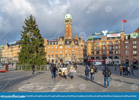 Christmas Tree on the Town Hall Square in Copenhagen Editorial Image ...