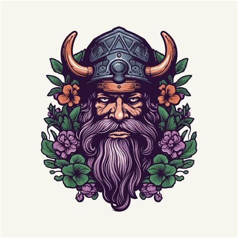 A fierce Viking warrior hand-drawn logo design, perfect for a sports ...