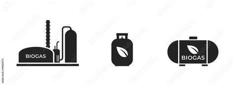 biogas icon set. gas production and storage symbol. eco friendly ...