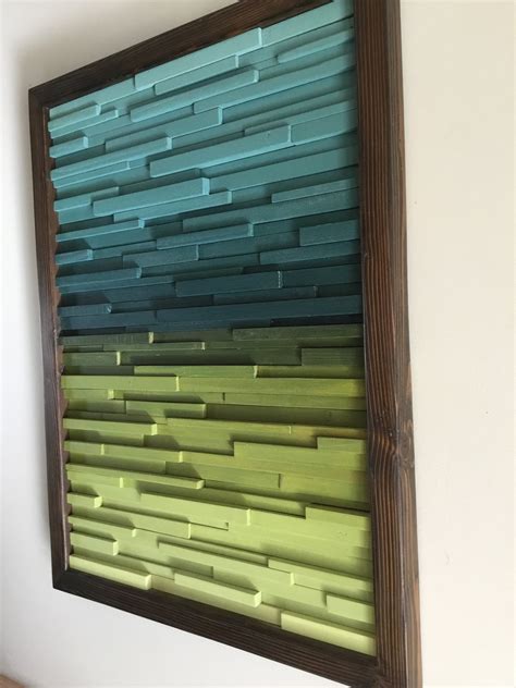 Modern Wood Wall Art Wood Wall Art Landscape Art Green and Blue Home ...