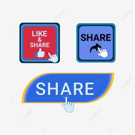 Social Media Attractive Share Button Design Vector, Share Button And Vector Transparent ...