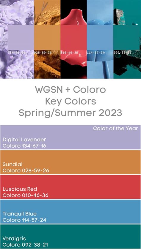 WGSN Key Colors S/S 2023 #trends #color #wgsn #coloro in 2021 | Color trends 2022, Trends 2022 ...